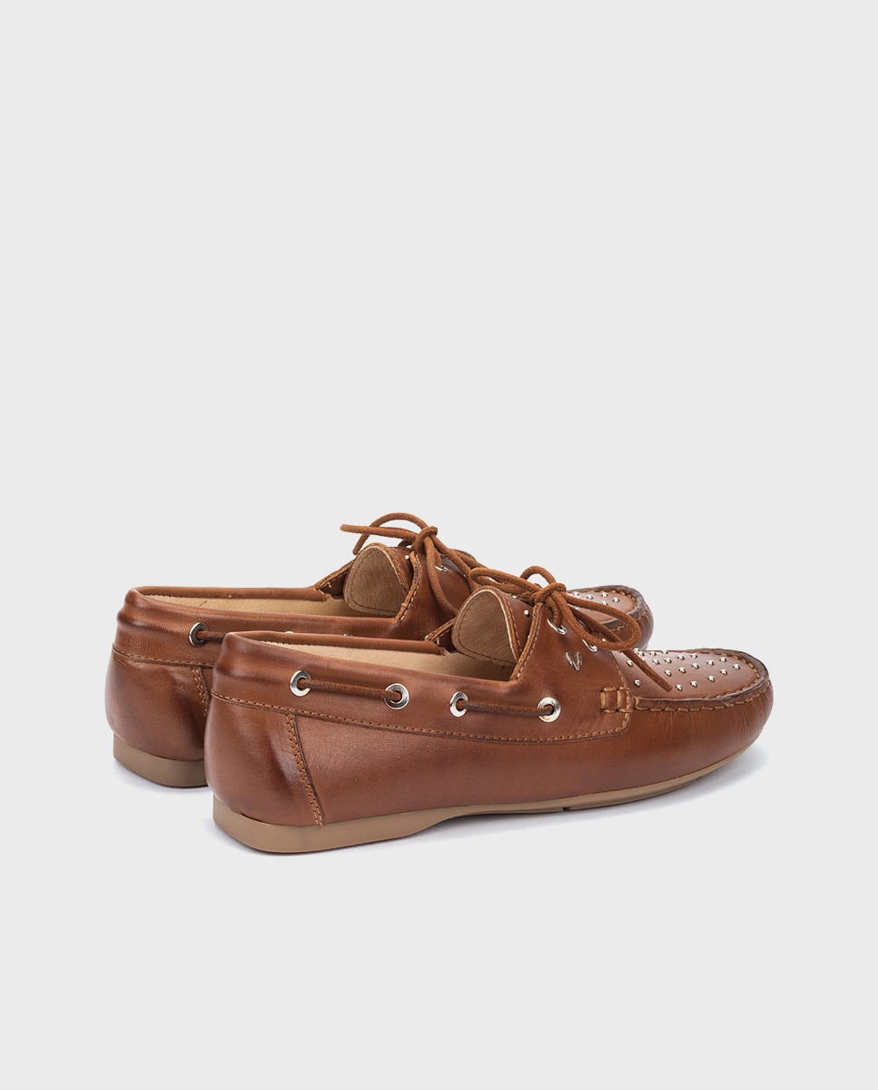 Mocasines de mujer de piel con cordones en color - Martinelli - Marrón Marrón-3