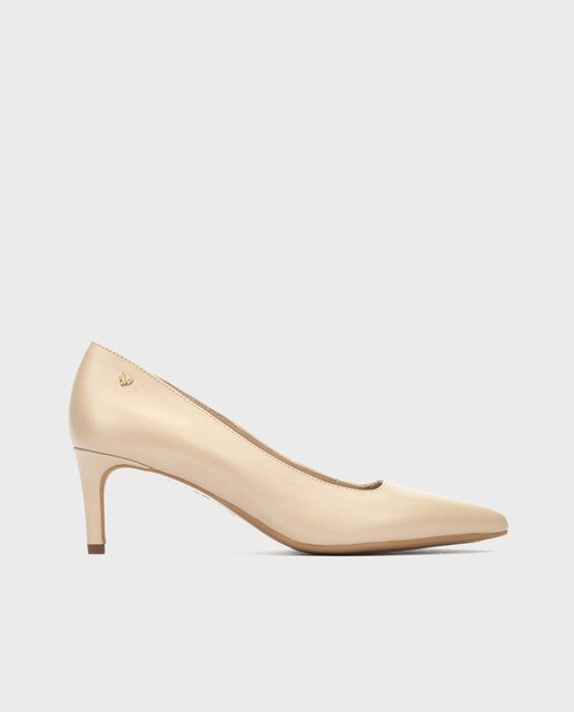 Imagen 0 de Zapatos de salón de mujer de piel con tacón de aguja en color plata