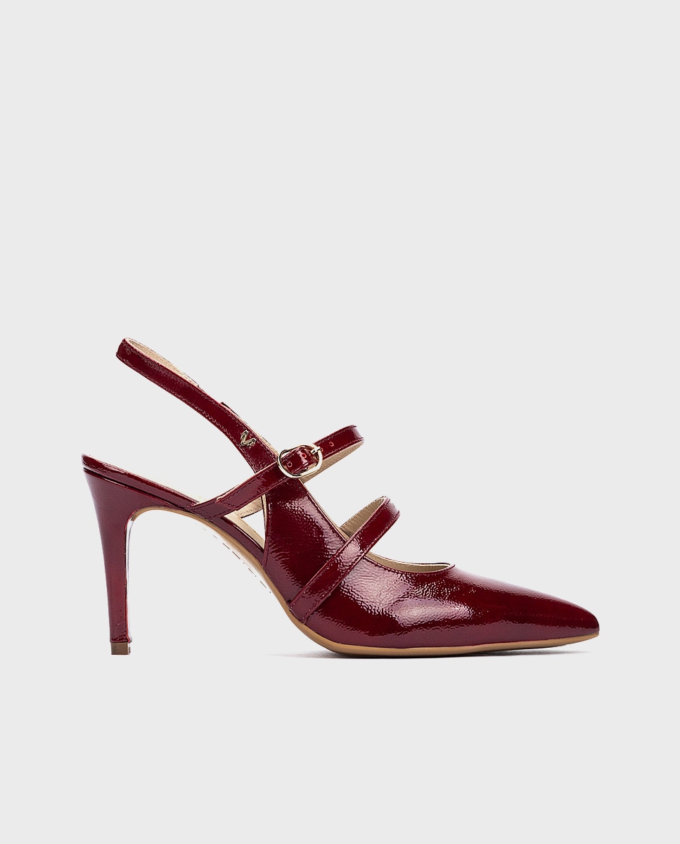 Martinelli - Zapatos de tacón de mujer de piel con cierre de hebilla y tacón de aguja en color rojo.
