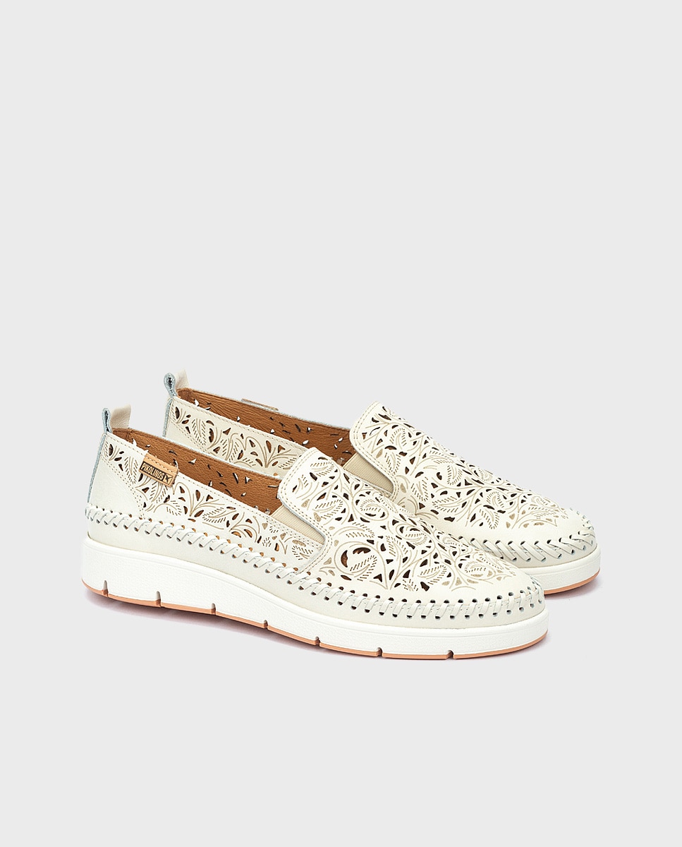 Mocasines de mujer de piel con suela extraligera - Pikolinos - Blanco Blanco-2