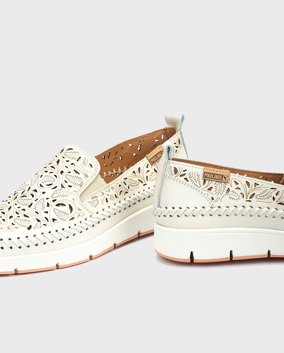 Mocasines de mujer de piel con suela extraligera - Pikolinos - Blanco Blanco-4
