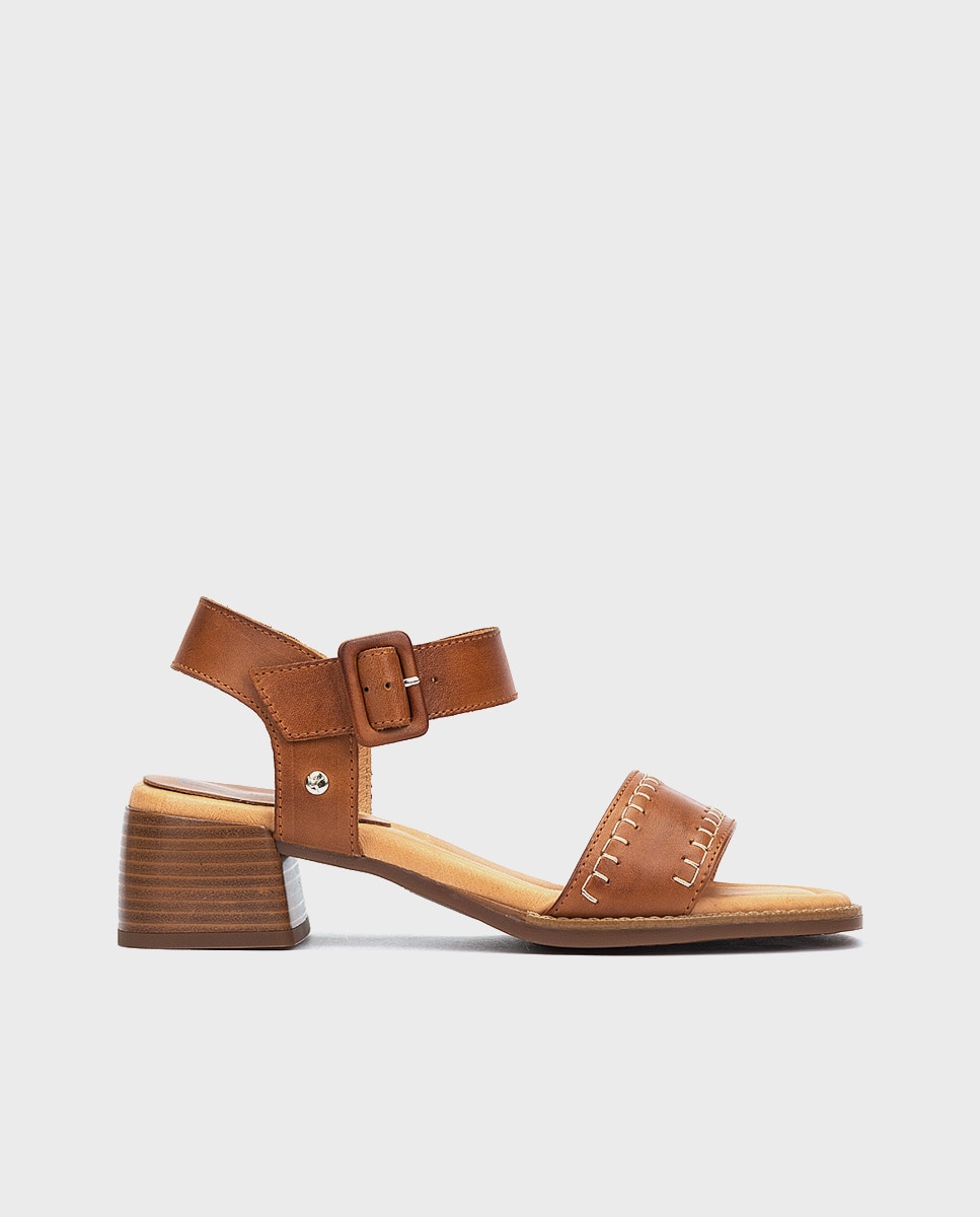 Pikolinos - Sandalias de mujer de piel con cremallera y tacón bloque.