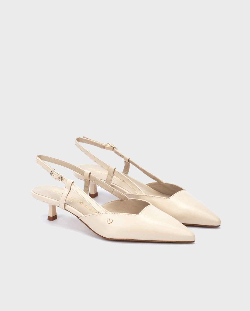 Zapatos de tacón de mujer de piel con cierre de hebilla - Martinelli - Beige Beige-2