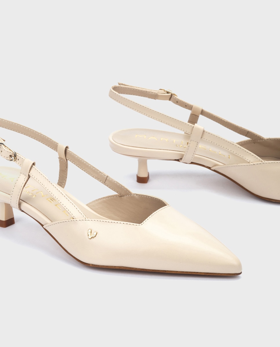 Zapatos de tacón de mujer de piel con cierre de hebilla - Martinelli - Beige Beige-4