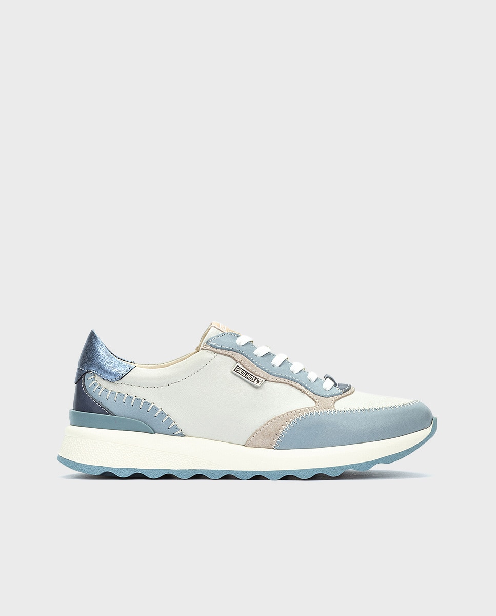 Zapatillas de mujer de piel con plantilla memory foam y suela extraligera - Pikolinos - Azul claro Azul claro-1