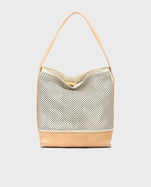 Imagen 0 de Bolsos de hombro de piel con cierre de cremallera en color blanco