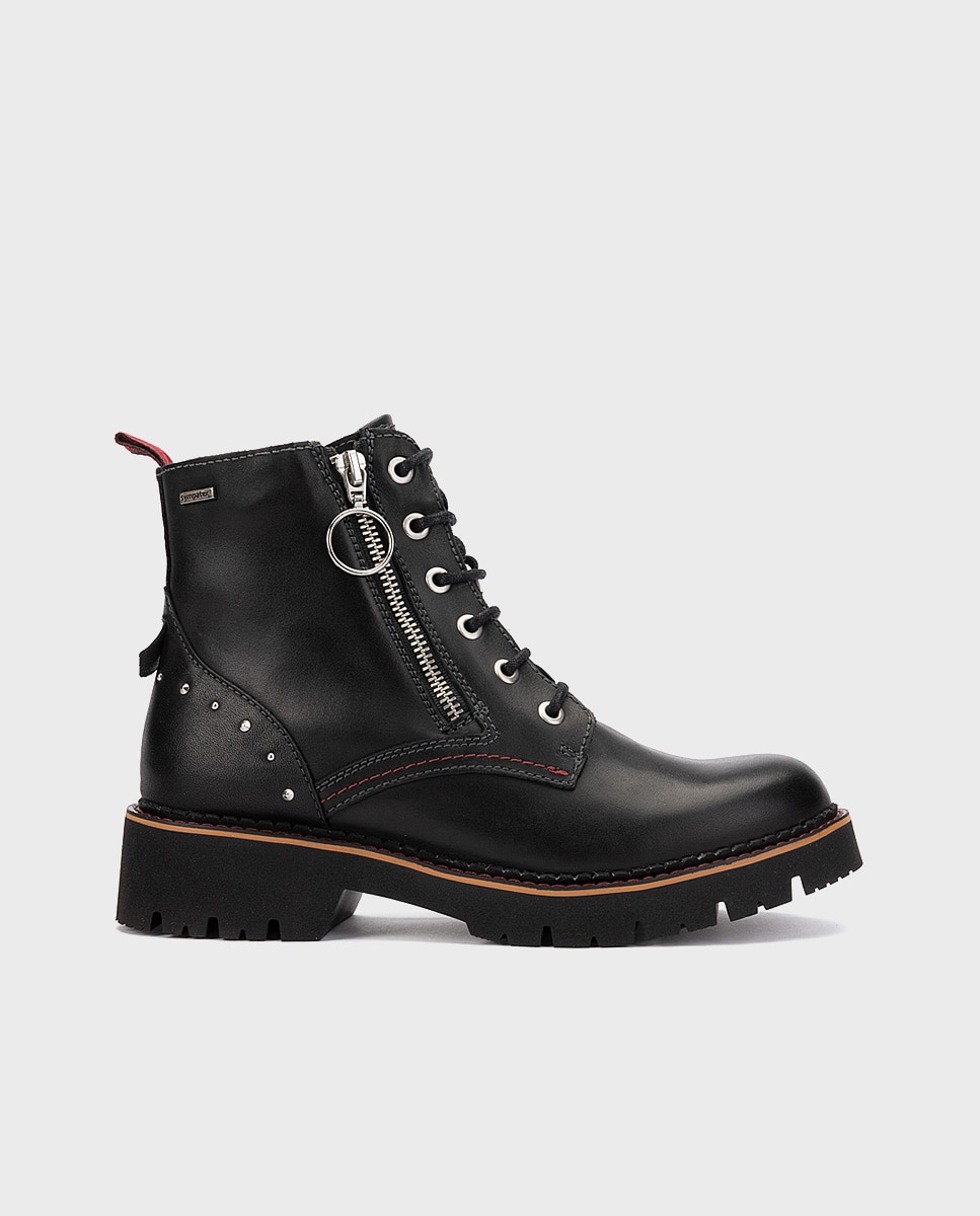 Botines planos de mujer de piel con protección sympatex en color - Pikolinos - Negro Negro-1