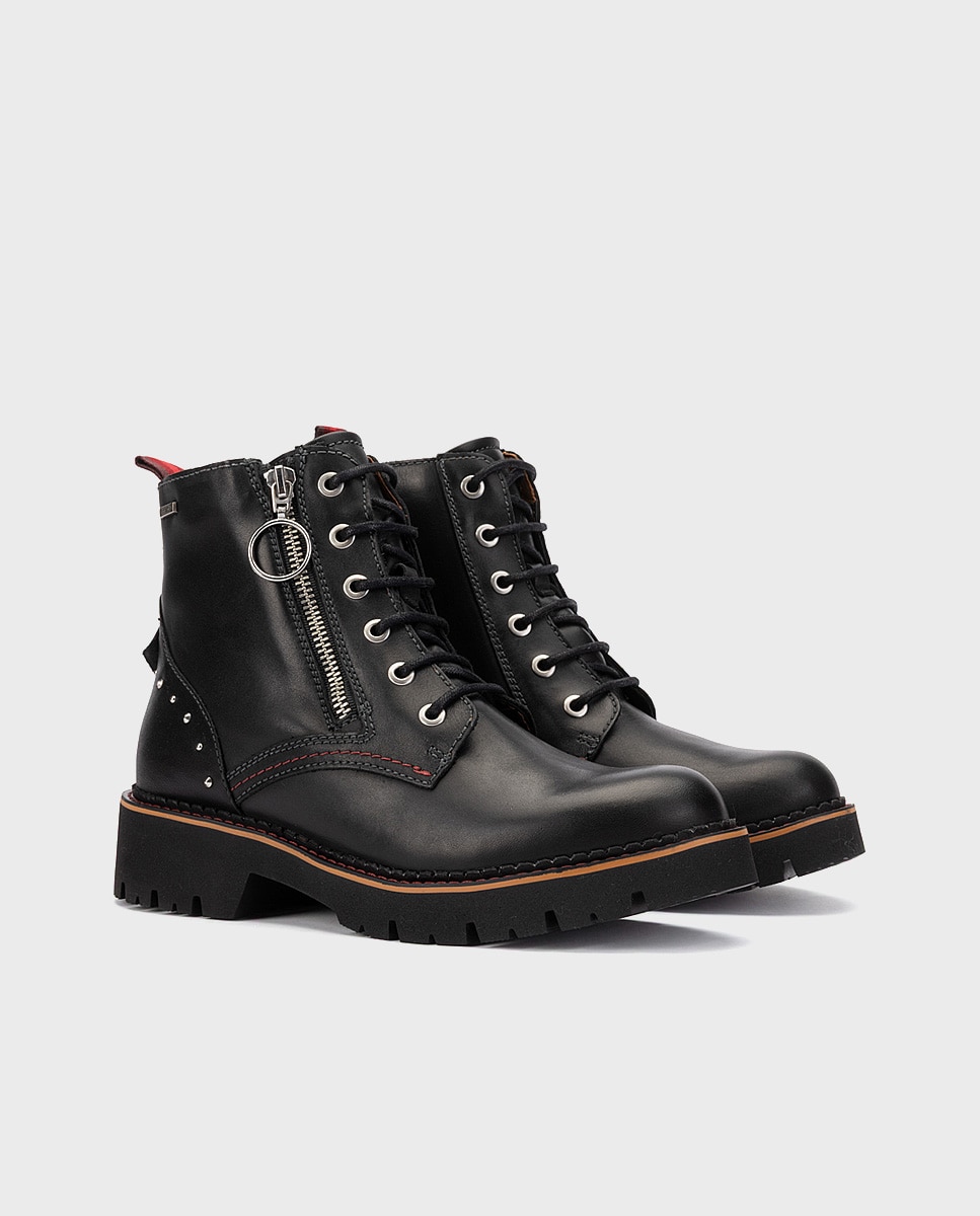Botines planos de mujer de piel con protección sympatex en color - Pikolinos - Negro Negro-3
