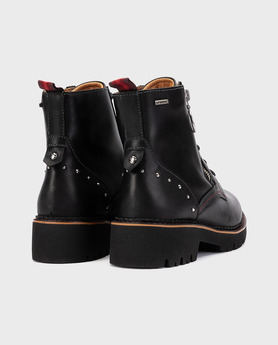 Botines planos de mujer de piel con protección sympatex en color - Pikolinos - Negro Negro-2