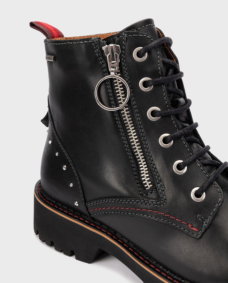 Botines planos de mujer de piel con protección sympatex en color - Pikolinos - Negro Negro-4