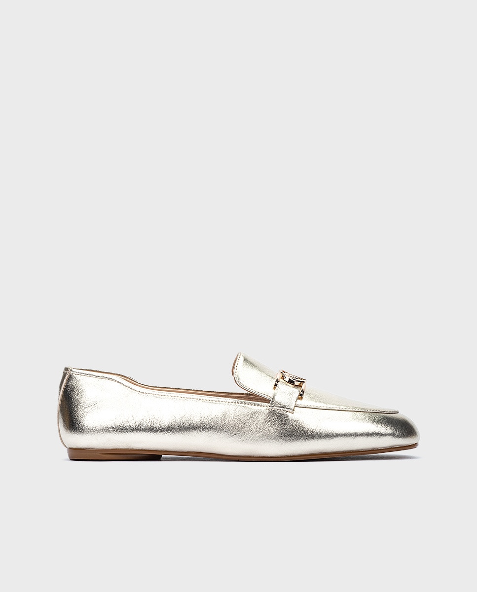 Martinelli - Mocasines de mujer de piel con detalle metálico en color oro.