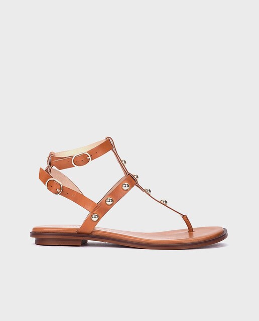 Imagen 0 de Sandalias de mujer de piel con hebilla en color marrón