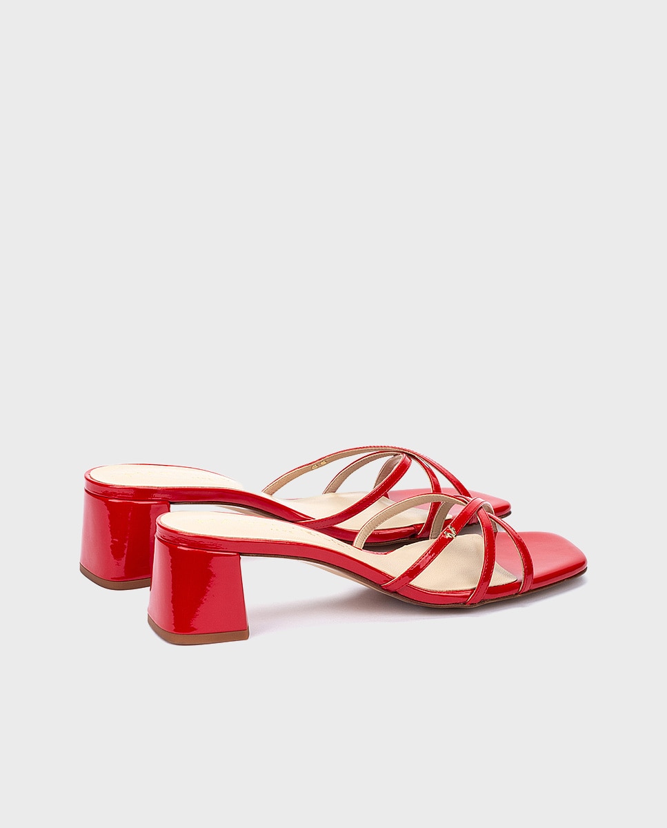 Sandalias de tacón de mujer de piel con tacón bloque - Martinelli - Rojo Rojo-2