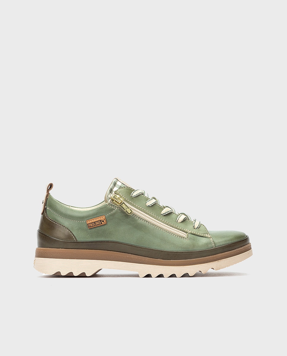 Zapatillas de mujer de piel con plantilla Memory Foam extraíble - Pikolinos - Verde Verde-1