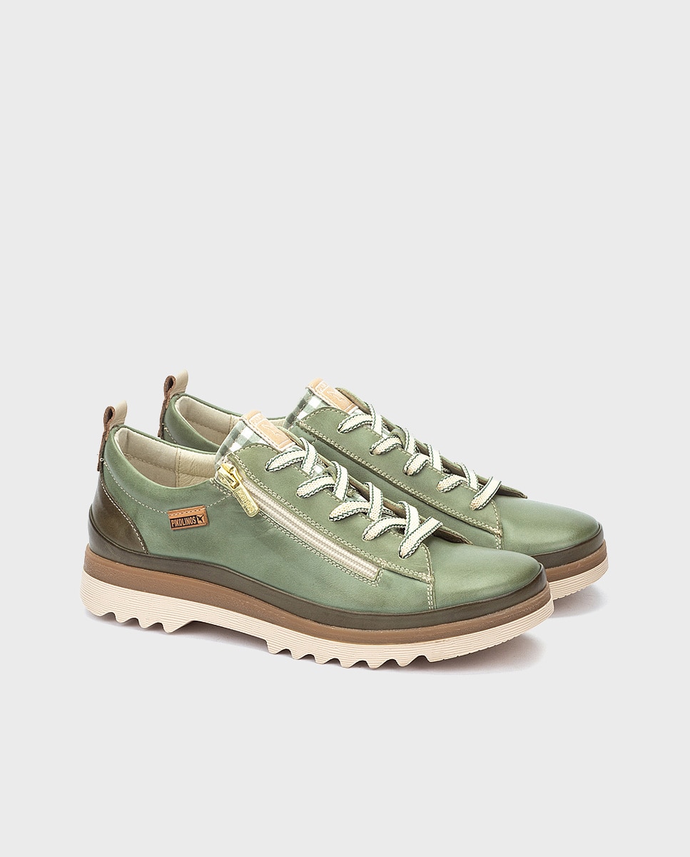 Zapatillas de mujer de piel con plantilla Memory Foam extraíble - Pikolinos - Verde Verde-2