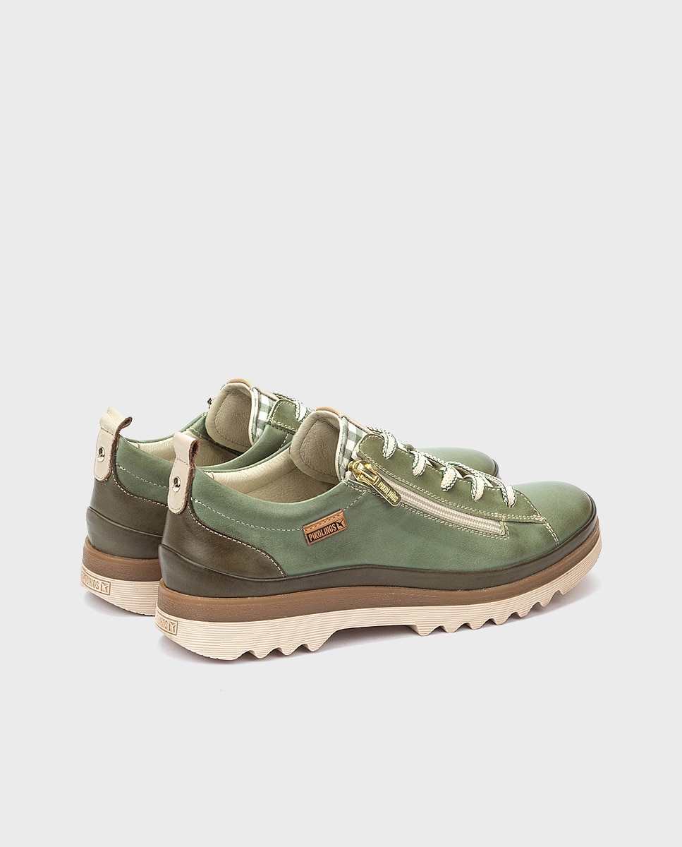 Zapatillas de mujer de piel con plantilla Memory Foam extraíble - Pikolinos - Verde Verde-3