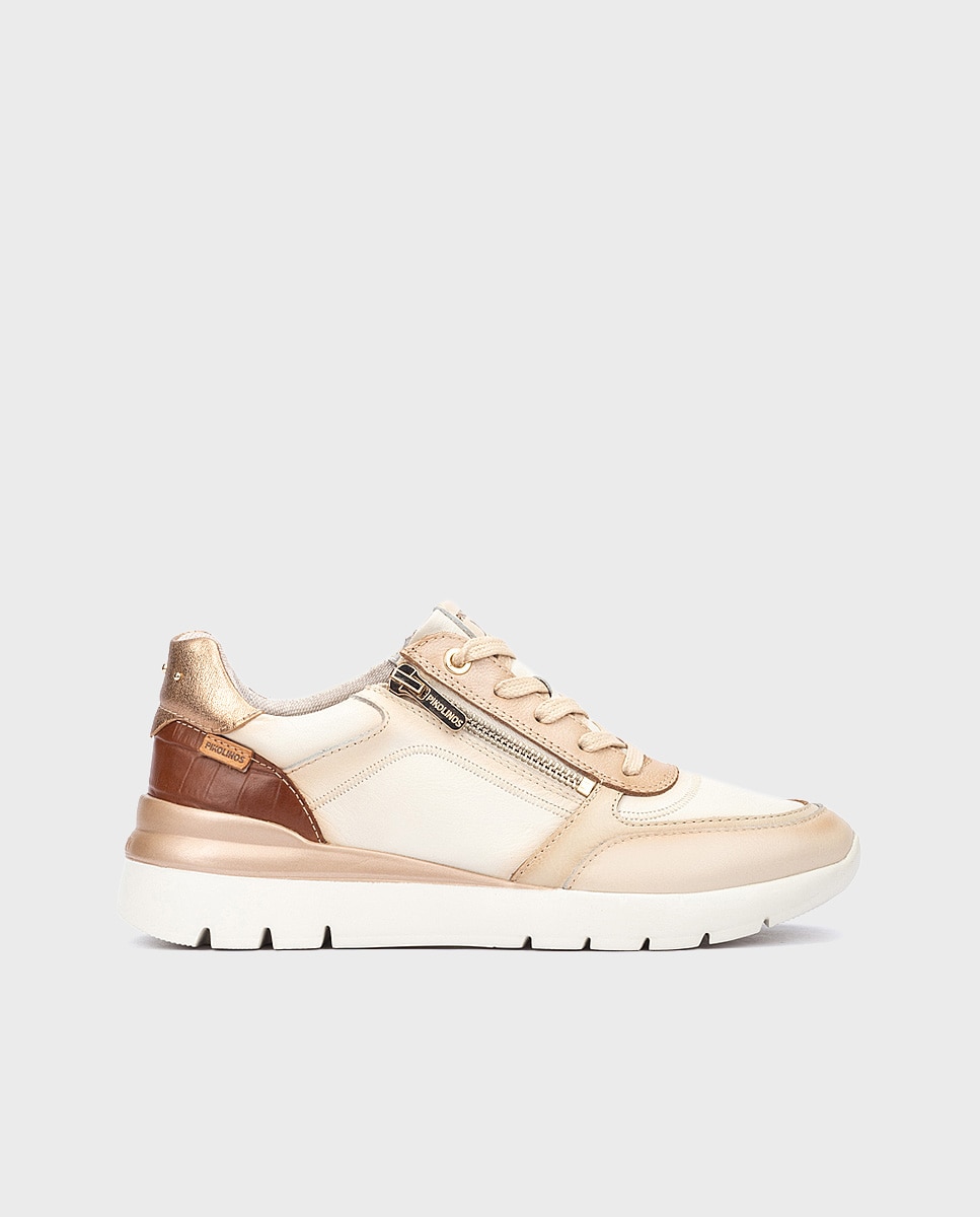 Zapatillas de mujer de piel con plantilla memory foam y suela extraligera en color - Pikolinos - Blanco Blanco-1