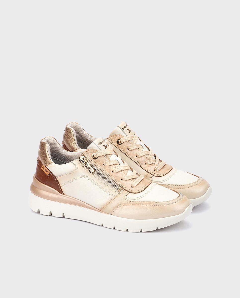 Zapatillas de mujer de piel con plantilla memory foam y suela extraligera en color - Pikolinos - Blanco Blanco-4