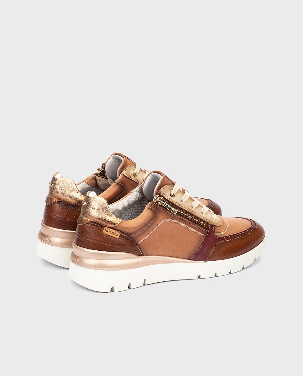 Zapatillas de mujer de piel con plantilla Memory Foam y suela extraligera en color beige - Pikolinos - Beige/Marrón Beige/Marrón-2
