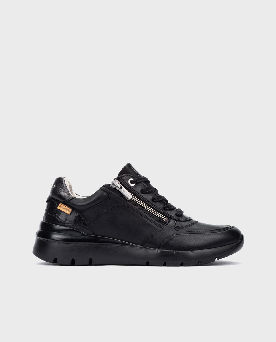 Zapatillas de mujer de piel con plantilla memory foam y suela extraligera - Pikolinos - Negro Negro-1