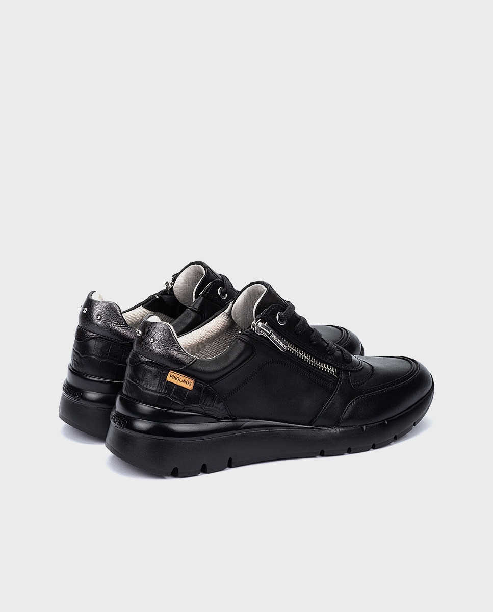 Zapatillas de mujer de piel con plantilla memory foam y suela extraligera - Pikolinos - Negro Negro-2