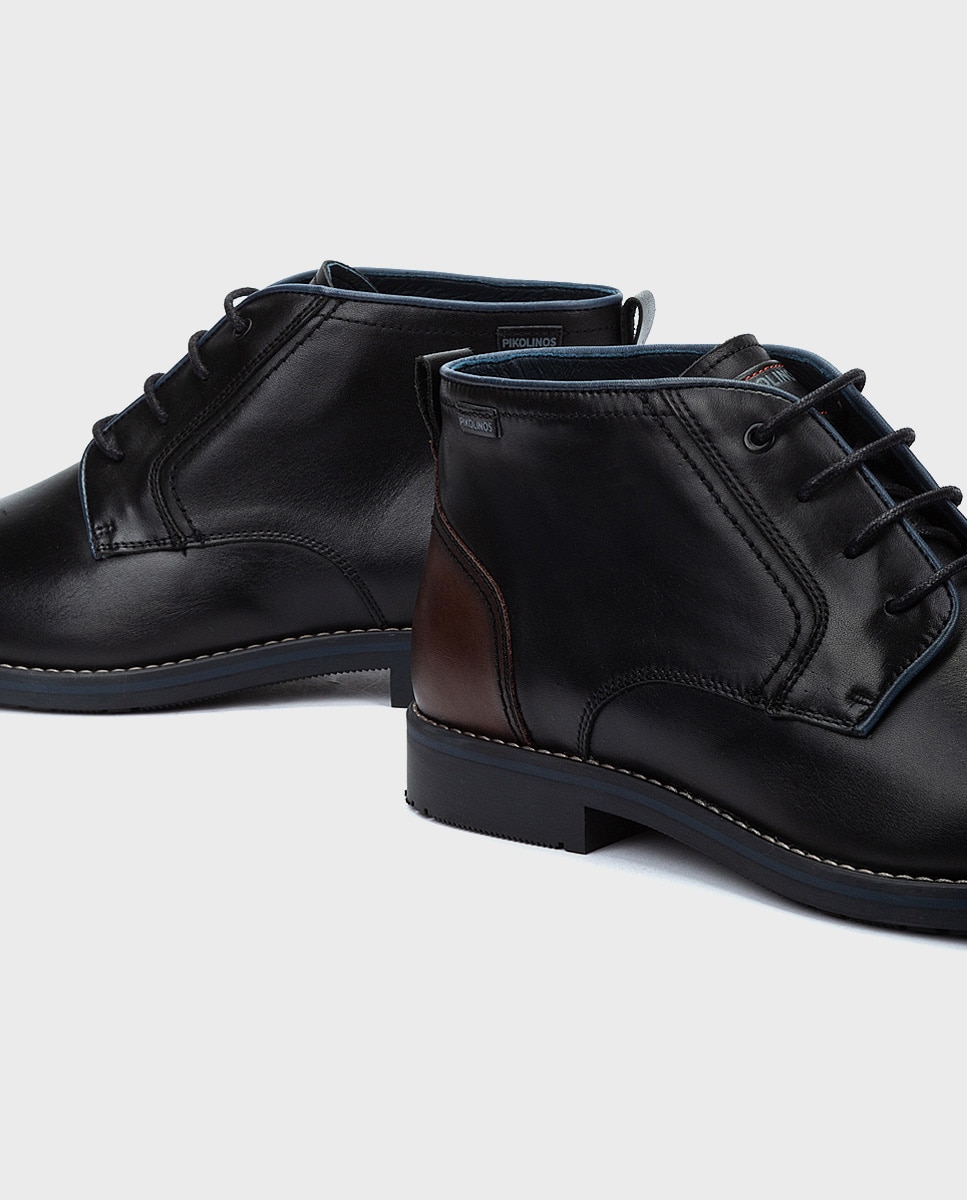 Imagen 4 de Botas de hombre de piel con cordones - Pikolinos - Negro Negro