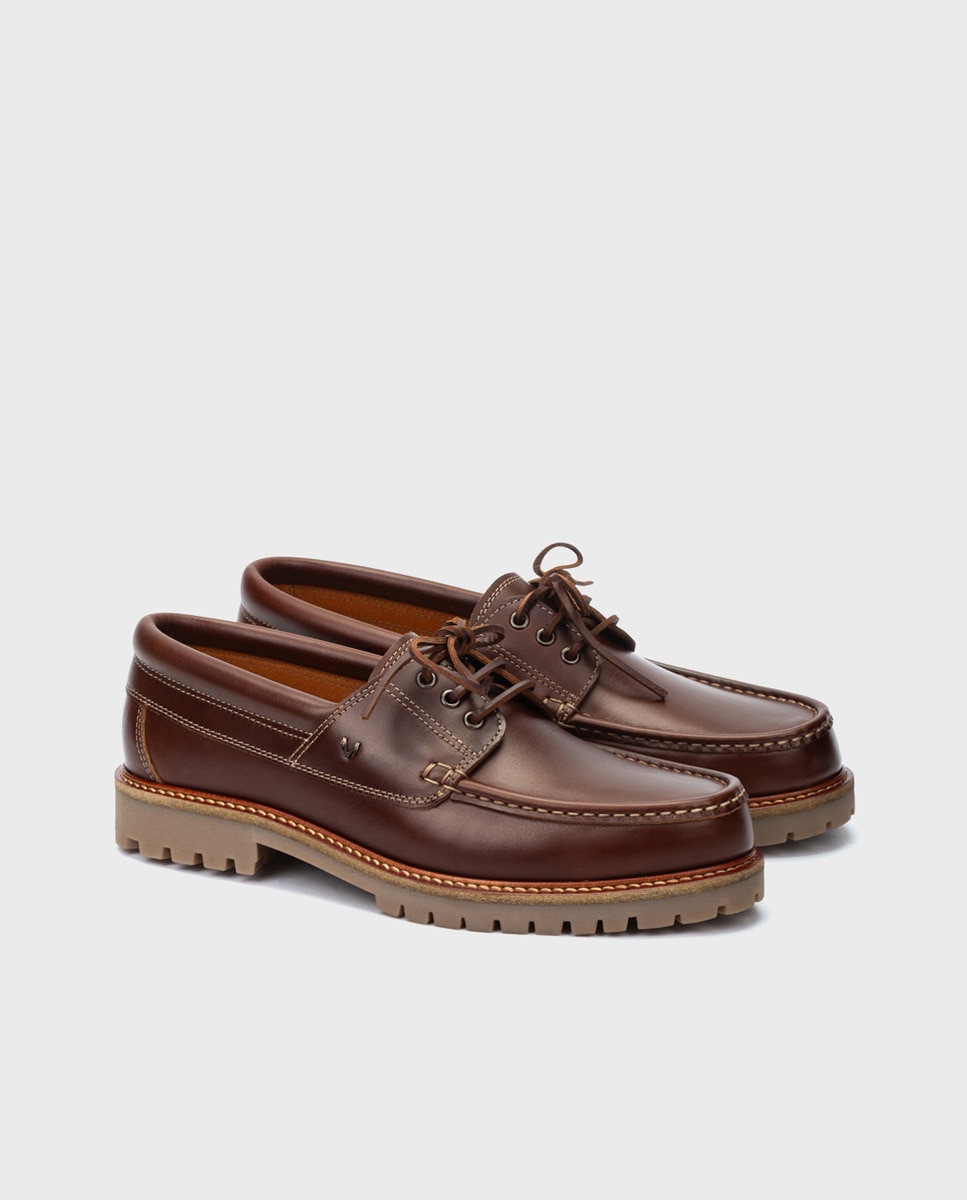 Náuticos de hombre de piel con cordones en color - Martinelli - Marrón Marrón-3