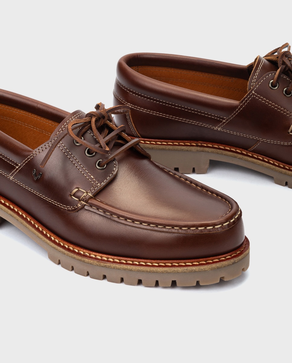 Náuticos de hombre de piel con cordones en color - Martinelli - Marrón Marrón-4