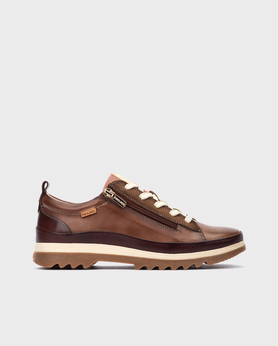 Zapatillas de mujer de piel con plantilla Memory Foam extraíble - Pikolinos - Marrón Marrón-1