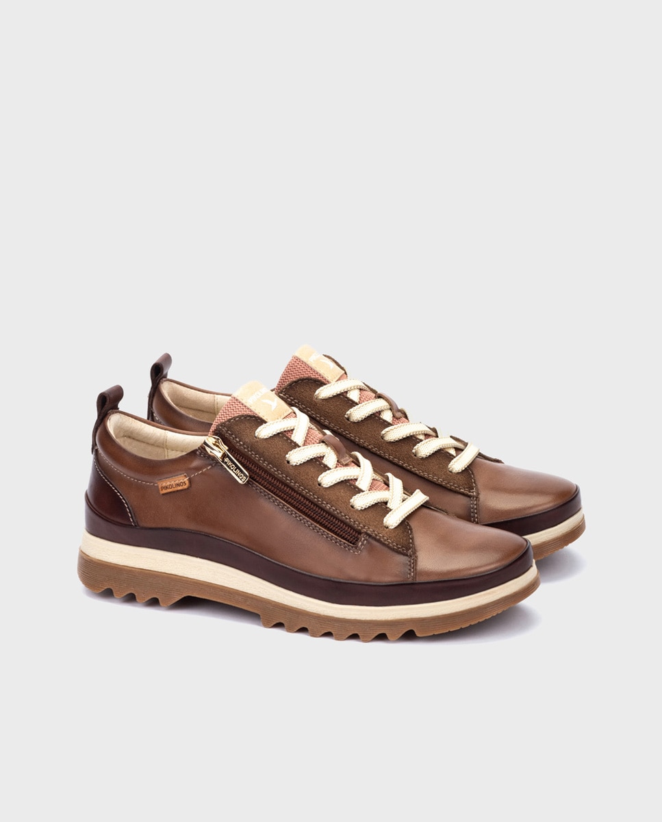 Zapatillas de mujer de piel con plantilla Memory Foam extraíble - Pikolinos - Marrón Marrón-3