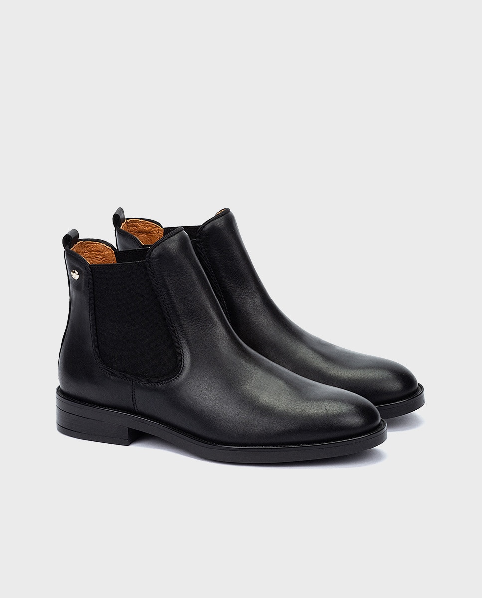 Botines de mujer de piel con elástico - Pikolinos - Negro Negro-3