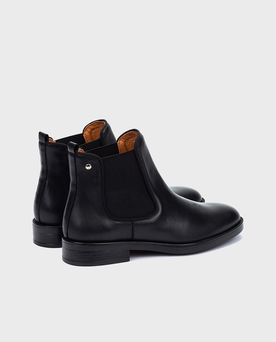 Botines de mujer de piel con elástico - Pikolinos - Negro Negro-2