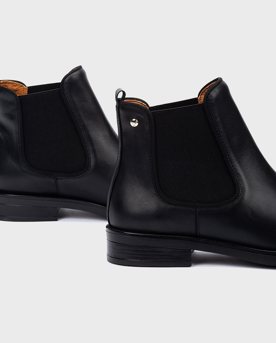 Botines de mujer de piel con elástico - Pikolinos - Negro Negro-4