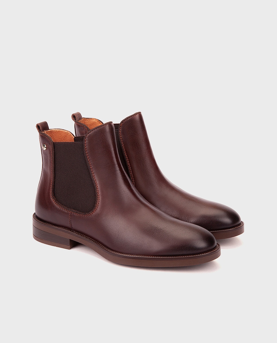 Botines de mujer de piel con elástico - Pikolinos - Marrón oscuro Marrón oscuro-3