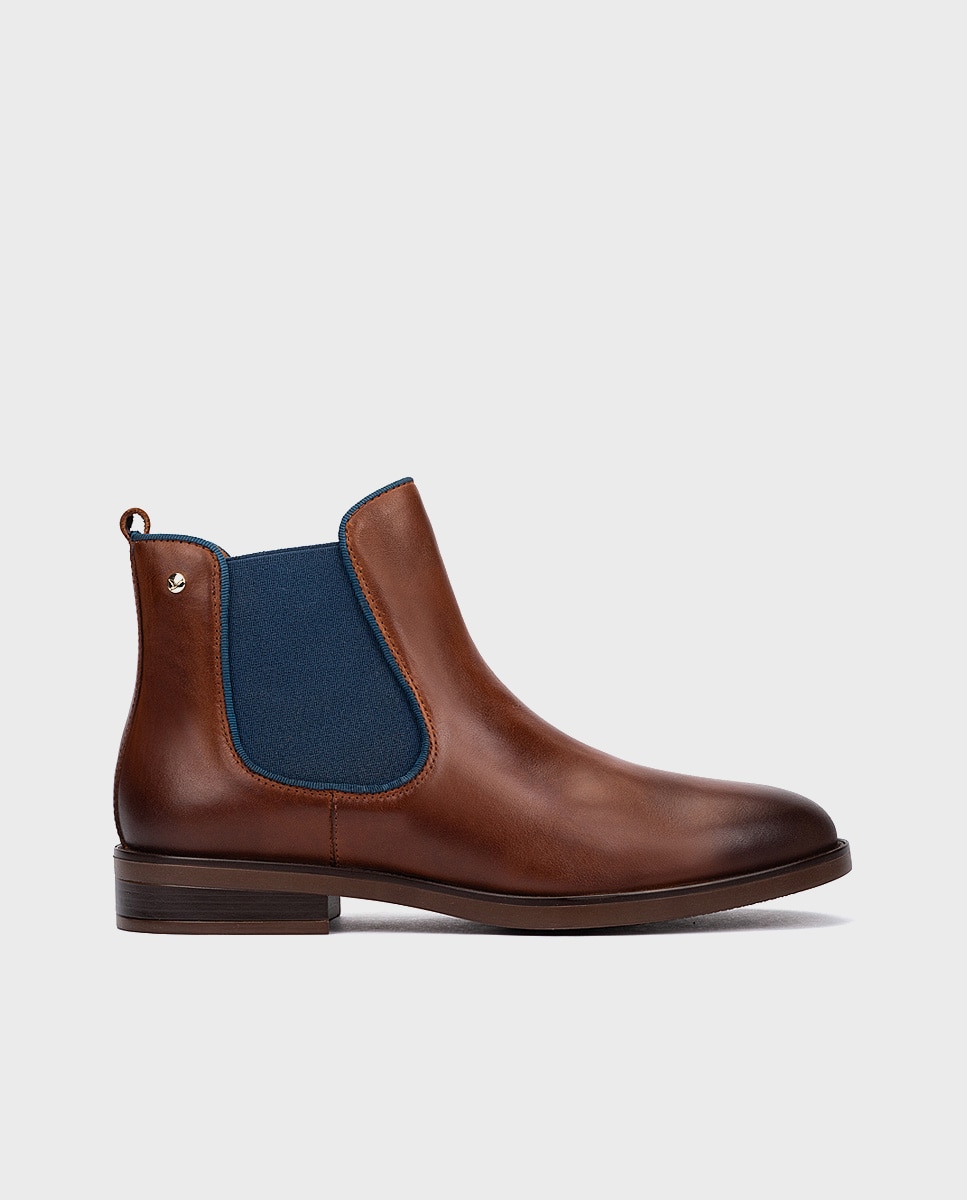 Botines de mujer de piel con elástico - Pikolinos - Marrón Marrón-1