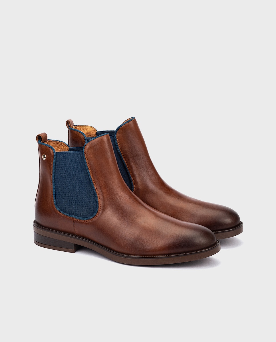 Botines de mujer de piel con elástico - Pikolinos - Marrón Marrón-3