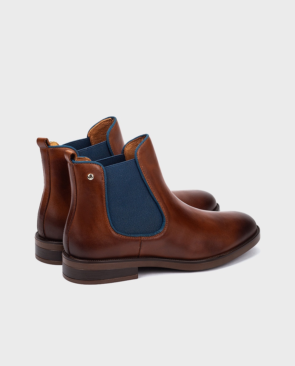 Botines de mujer de piel con elástico - Pikolinos - Marrón Marrón-2