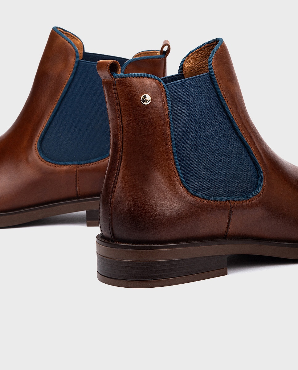 Botines de mujer de piel con elástico - Pikolinos - Marrón Marrón-4