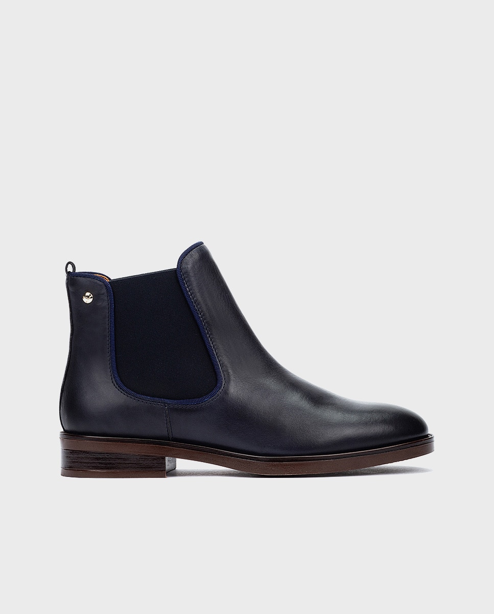 Botines de mujer de piel con elástico - Pikolinos - Azul Azul-1
