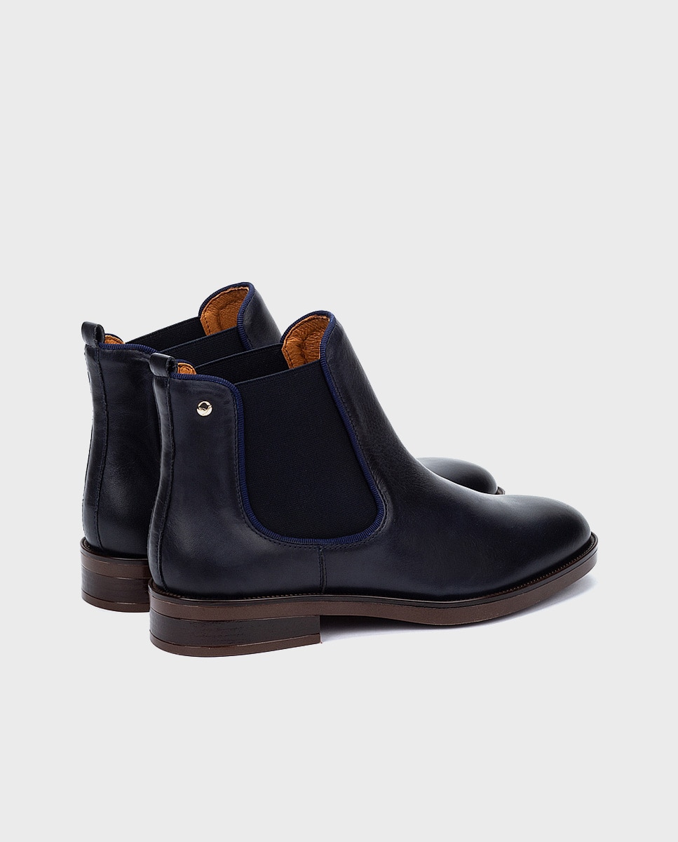 Botines de mujer de piel con elástico - Pikolinos - Azul Azul-2