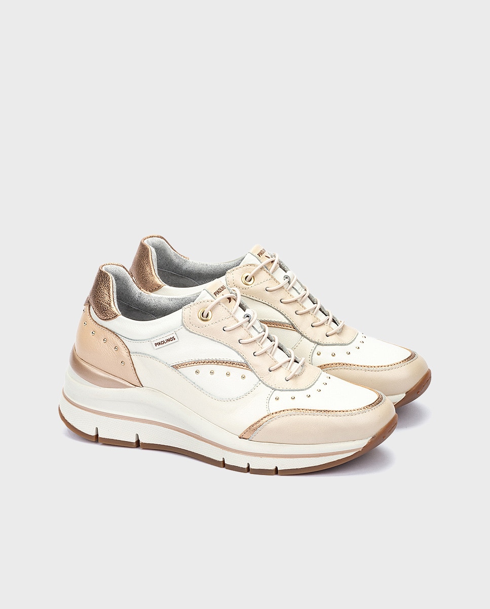 Zapatillas de mujer de piel con plantilla memory foam y suela extraligera en color - Pikolinos - Blanco Blanco-3