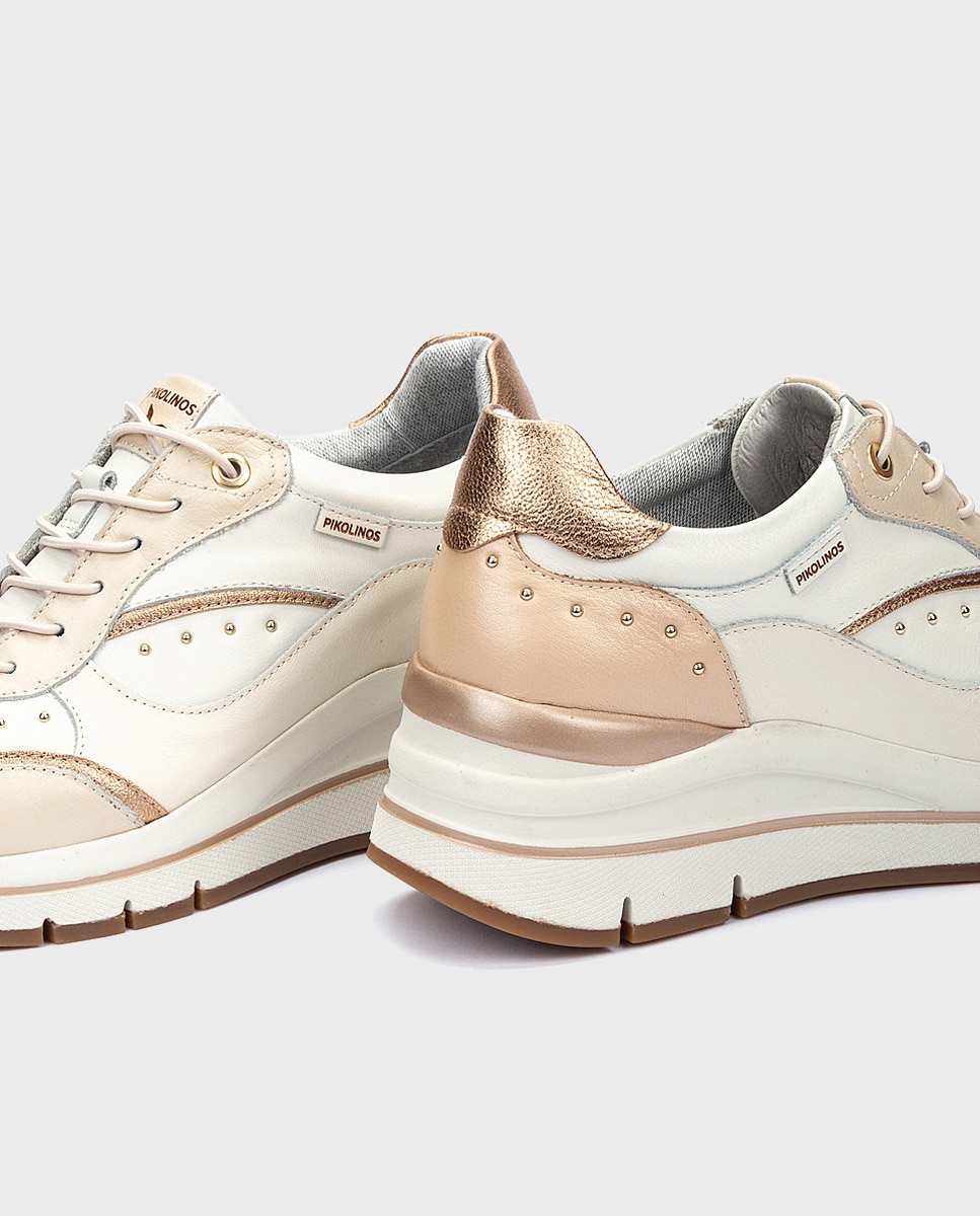 Zapatillas de mujer de piel con plantilla memory foam y suela extraligera en color - Pikolinos - Blanco Blanco-4