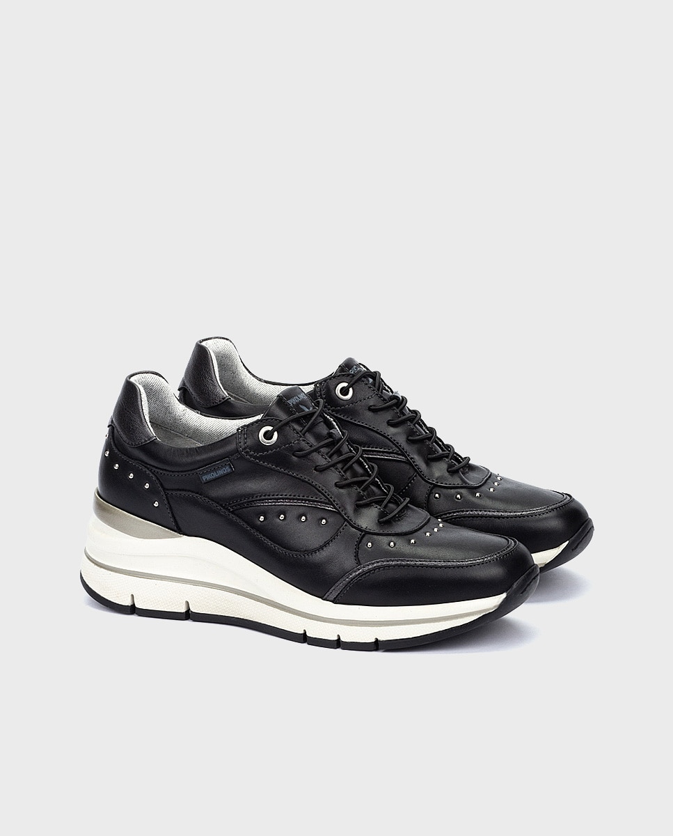 Zapatillas de mujer de piel con plantilla memory foam y suela extraligera - Pikolinos - Negro Negro-4