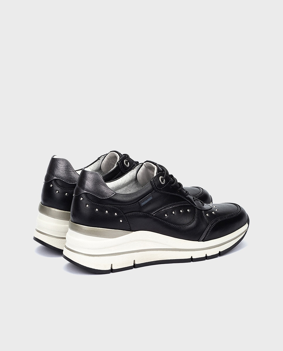 Zapatillas de mujer de piel con plantilla memory foam y suela extraligera - Pikolinos - Negro Negro-3