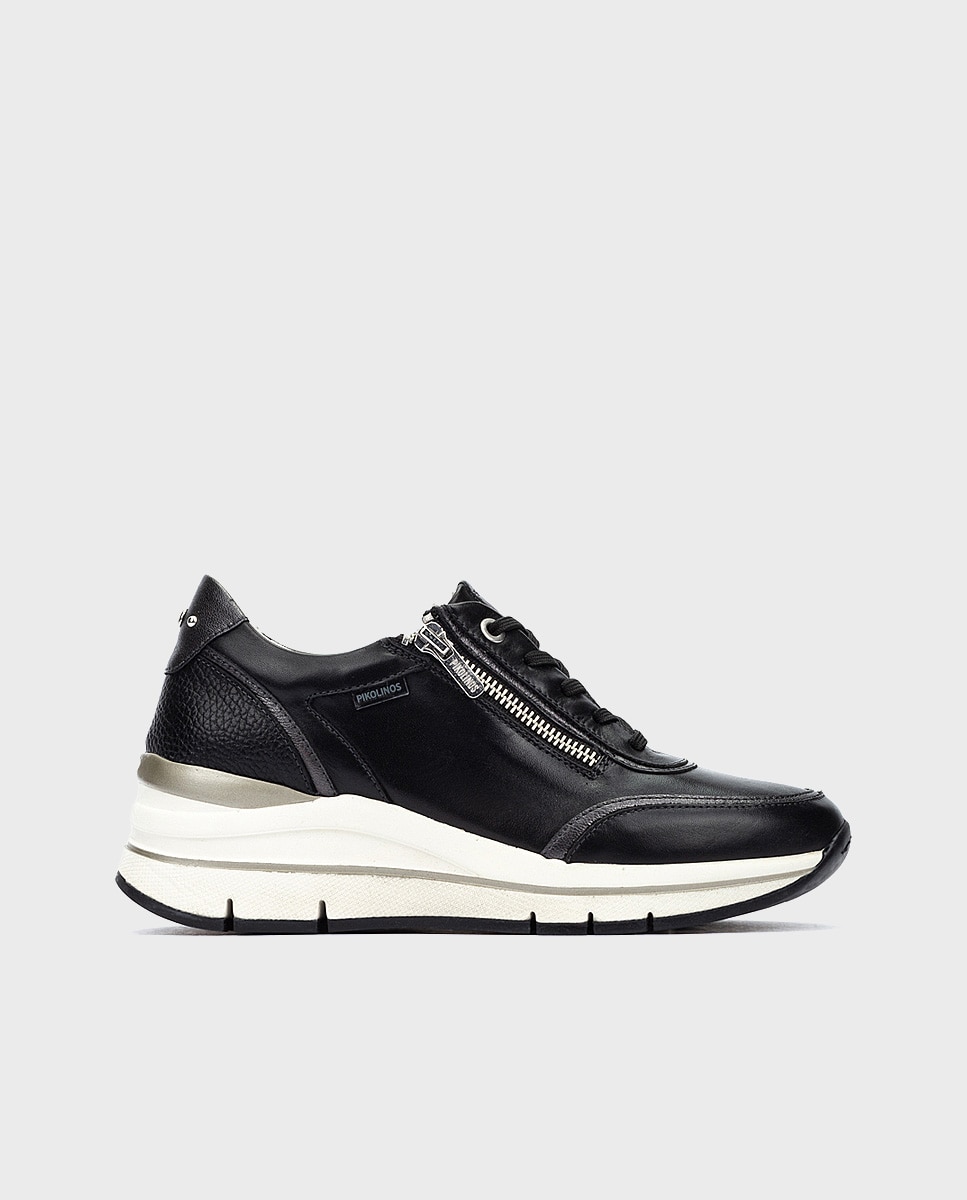 Zapatillas de mujer de piel con plantilla memory foam y suela extraligera - Pikolinos - Negro Negro-1