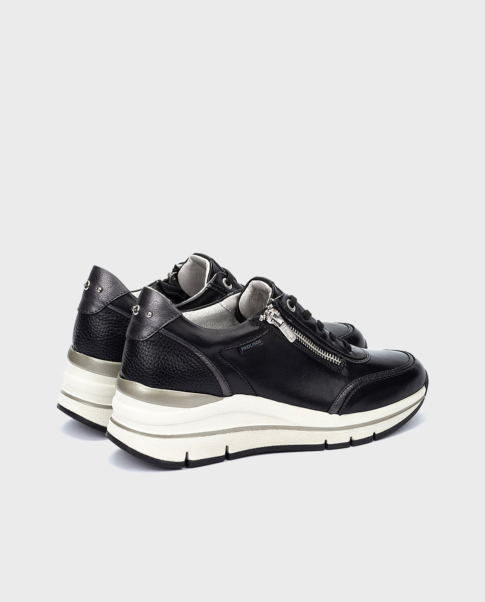 Zapatillas de mujer de piel con plantilla memory foam y suela extraligera - Pikolinos - Negro Negro-2