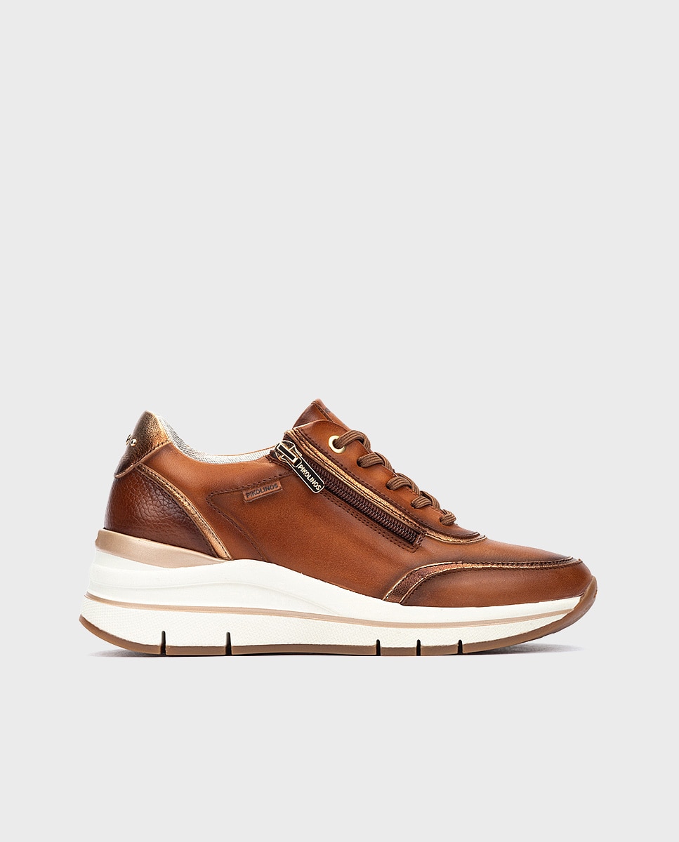 Zapatillas de mujer de piel con plantilla memory foam y suela extraligera - Pikolinos - Marrón Marrón-1