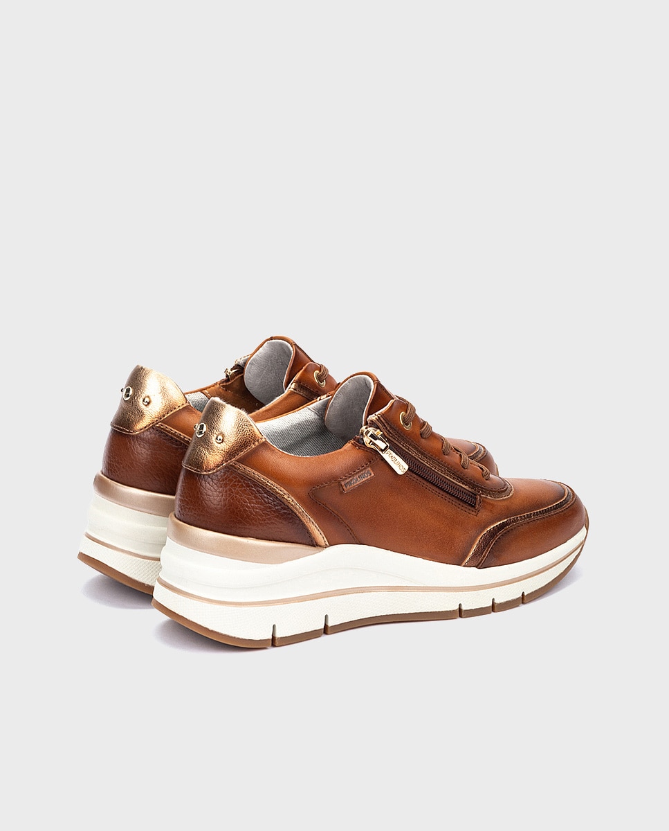 Zapatillas de mujer de piel con plantilla memory foam y suela extraligera - Pikolinos - Marrón Marrón-2