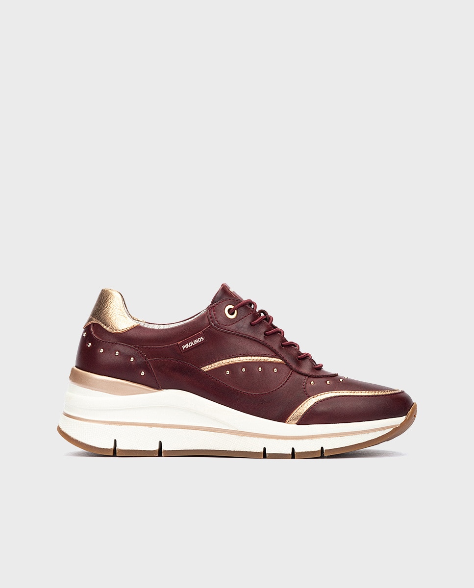 Zapatillas de mujer de piel con plantilla memory foam y suela extraligera - Pikolinos - Burdeos Burdeos-1