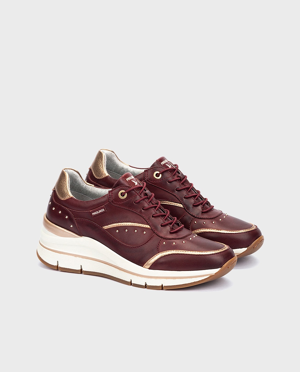 Zapatillas de mujer de piel con plantilla memory foam y suela extraligera - Pikolinos - Burdeos Burdeos-3